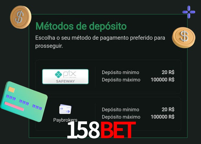 O cassino 158Bet oferece uma grande variedade de métodos de pagamento